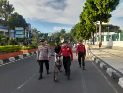 Polda NTB Gelar Patroli Jalan Kaki di Kawasan Car Free Day Udayana Mataram