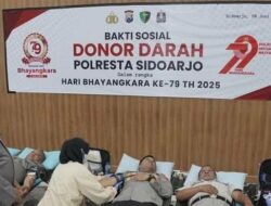 Polresta Sidoarjo Gelar Baksos Donor Darah Menuju Perayaan HUT Bhayangkara